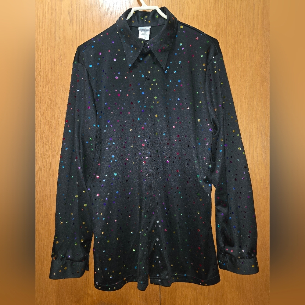 Dreamguy Black Disco Shirt  Colorful Sequins